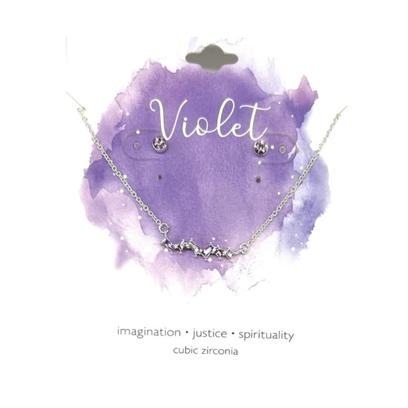 Inspirational CZ Necklace + Earrings Set 18” Chain 2” Extender NEW - Picture 3 of 5